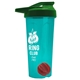 a translucent teal tumbler & green lid & red mixing ball endurance shaker tumbler with drink - thru lid and mixing ball