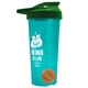 a translucent teal tumbler & green lid & orange mixing ball endurance shaker tumbler with drink - thru lid and mixing ball