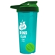 a translucent teal tumbler & green lid & lime green mixing ball endurance shaker tumbler with drink - thru lid and mixing ball