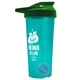 a translucent teal tumbler & green lid & cyan mixing ball endurance shaker tumbler with drink - thru lid and mixing ball
