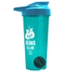 a translucent teal tumbler & cyan lid & black mixing ball endurance shaker tumbler with drink - thru lid and mixing ball