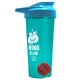 a translucent teal tumbler & cyan lid & red mixing ball endurance shaker tumbler with drink - thru lid and mixing ball