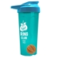 a translucent teal tumbler & cyan lid & orange mixing ball endurance shaker tumbler with drink - thru lid and mixing ball