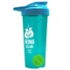 a translucent teal tumbler & cyan lid & lime green mixing ball endurance shaker tumbler with drink - thru lid and mixing ball