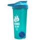 a translucent teal tumbler & cyan lid & royal blue mixing ball endurance shaker tumbler with drink - thru lid and mixing ball