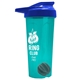 a translucent teal tumbler & royal blue lid & gray mixing ball endurance shaker tumbler with drink - thru lid and mixing ball