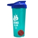 a translucent teal tumbler & royal blue lid & red mixing ball endurance shaker tumbler with drink - thru lid and mixing ball