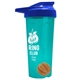 a translucent teal tumbler & royal blue lid & orange mixing ball endurance shaker tumbler with drink - thru lid and mixing ball