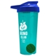 a translucent teal tumbler & royal blue lid & green mixing ball endurance shaker tumbler with drink - thru lid and mixing ball