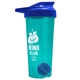 a translucent teal tumbler & royal blue lid & royal blue mixing ball endurance shaker tumbler with drink - thru lid and mixing ball