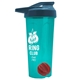 a translucent teal tumbler & steel blue lid & red mixing ball endurance shaker tumbler with drink - thru lid and mixing ball
