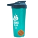 a translucent teal tumbler & steel blue lid & orange mixing ball endurance shaker tumbler with drink - thru lid and mixing ball