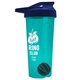 a translucent teal tumbler & navy blue lid & black mixing ball endurance shaker tumbler with drink - thru lid and mixing ball