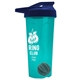 a translucent teal tumbler & navy blue lid & gray mixing ball endurance shaker tumbler with drink - thru lid and mixing ball