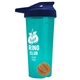a translucent teal tumbler & navy blue lid & orange mixing ball endurance shaker tumbler with drink - thru lid and mixing ball