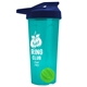 a translucent teal tumbler & navy blue lid & lime green mixing ball endurance shaker tumbler with drink - thru lid and mixing ball
