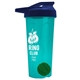 a translucent teal tumbler & navy blue lid & green mixing ball endurance shaker tumbler with drink - thru lid and mixing ball