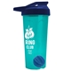 a translucent teal tumbler & navy blue lid & royal blue mixing ball endurance shaker tumbler with drink - thru lid and mixing ball