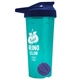 a translucent teal tumbler & navy blue lid & violet mixing ball endurance shaker tumbler with drink - thru lid and mixing ball