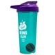 a translucent teal tumbler & violet lid & black mixing ball endurance shaker tumbler with drink - thru lid and mixing ball