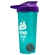 a translucent teal tumbler & violet lid & gray mixing ball endurance shaker tumbler with drink - thru lid and mixing ball