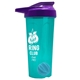 a translucent teal tumbler & violet lid & cyan mixing ball endurance shaker tumbler with drink - thru lid and mixing ball