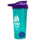 a translucent teal tumbler & violet lid & royal blue mixing ball endurance shaker tumbler with drink - thru lid and mixing ball