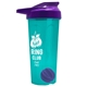 a translucent teal tumbler & violet lid & violet mixing ball endurance shaker tumbler with drink - thru lid and mixing ball