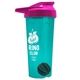 a translucent teal tumbler & pink lid & black mixing ball endurance shaker tumbler with drink - thru lid and mixing ball