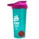 a translucent teal tumbler & pink lid & red mixing ball endurance shaker tumbler with drink - thru lid and mixing ball