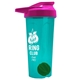 a translucent teal tumbler & pink lid & green mixing ball endurance shaker tumbler with drink - thru lid and mixing ball