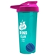 a translucent teal tumbler & pink lid & royal blue mixing ball endurance shaker tumbler with drink - thru lid and mixing ball