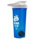 a translucent blue tumbler & white lid & black mixing ball endurance shaker tumbler with drink - thru lid and mixing ball