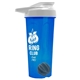 a translucent blue tumbler & white lid & gray mixing ball endurance shaker tumbler with drink - thru lid and mixing ball