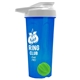a translucent blue tumbler & white lid & lime green mixing ball endurance shaker tumbler with drink - thru lid and mixing ball