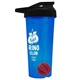 a translucent blue tumbler & black lid & red mixing ball endurance shaker tumbler with drink - thru lid and mixing ball