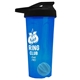 a translucent blue tumbler & black lid & cyan mixing ball endurance shaker tumbler with drink - thru lid and mixing ball