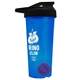a translucent blue tumbler & black lid & violet mixing ball endurance shaker tumbler with drink - thru lid and mixing ball