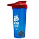 a translucent blue tumbler & red lid & gray mixing ball endurance shaker tumbler with drink - thru lid and mixing ball