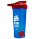 a translucent blue tumbler & red lid & red mixing ball endurance shaker tumbler with drink - thru lid and mixing ball