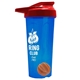 a translucent blue tumbler & red lid & orange mixing ball endurance shaker tumbler with drink - thru lid and mixing ball