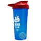 a translucent blue tumbler & red lid & cyan mixing ball endurance shaker tumbler with drink - thru lid and mixing ball