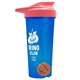 a translucent blue tumbler & salmon lid & orange mixing ball endurance shaker tumbler with drink - thru lid and mixing ball
