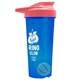a translucent blue tumbler & salmon lid & cyan mixing ball endurance shaker tumbler with drink - thru lid and mixing ball