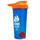 a translucent blue tumbler & orange lid & red mixing ball endurance shaker tumbler with drink - thru lid and mixing ball
