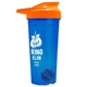 a translucent blue tumbler & orange lid & royal blue mixing ball endurance shaker tumbler with drink - thru lid and mixing ball