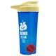 a translucent blue tumbler & pastel yellow lid & red mixing ball endurance shaker tumbler with drink - thru lid and mixing ball