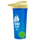 a translucent blue tumbler & pastel yellow lid & lime green mixing ball endurance shaker tumbler with drink - thru lid and mixing ball
