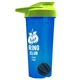 a translucent blue tumbler & lime green lid & black mixing ball endurance shaker tumbler with drink - thru lid and mixing ball
