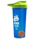 a translucent blue tumbler & lime green lid & orange mixing ball endurance shaker tumbler with drink - thru lid and mixing ball